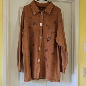 Artisan Ny Brown Jacket with Embroidered Details